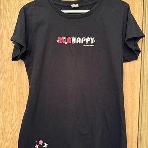Brooks Black Short Sleeve Tee with Pink Accents